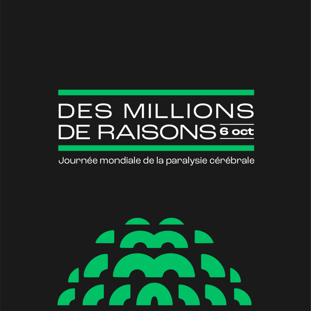Slogan "Des Millions de Raisons" au-dessus d'un image qui rassemble à un cerveau